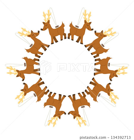 Christmas tree decorations. Round frame. Template for your creativity 134392713