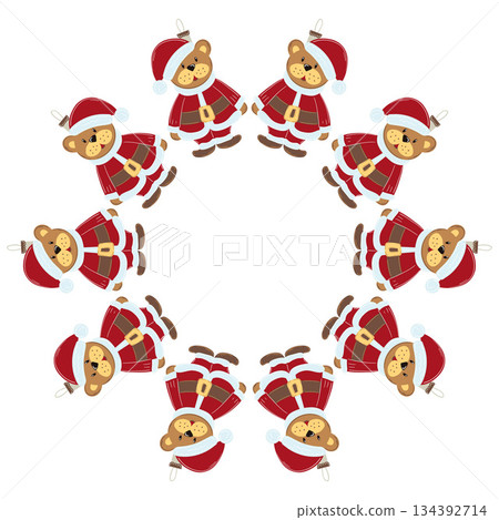 Christmas tree decorations. Round frame. Template for your creativity 134392714