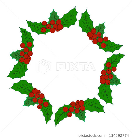 Christmas tree decorations. Round frame. Template for your creativity 134392774