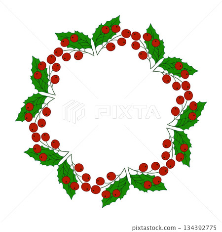 Christmas tree decorations. Round frame. Template for your creativity 134392775