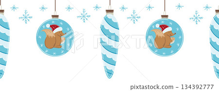 Christmas flat seamless border. New Year illustration 134392777