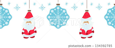 Christmas flat seamless border. New Year illustration 134392785