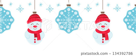 Christmas flat seamless border. New Year illustration 134392786