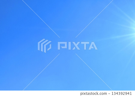 Blue sky and sun, direct sunlight (Fix photo) 134392941