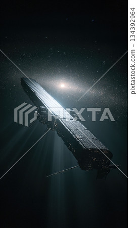 Space Station Orbits Near a Black Hole in a Distant Galaxy Surrounded by Cosmic Dust Space Station Orbits Near a Black Hole in a Distant Galaxy Surrounded by Cosmic Dust 134392964