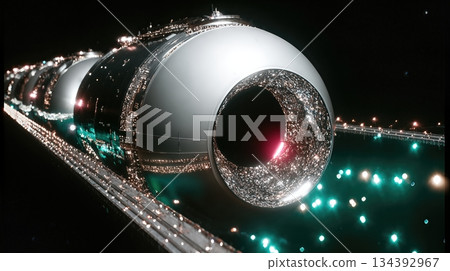 Space Station Orbits a Majestic Black Hole in the Depths of Outer Space During a Cosmic Event 134392967