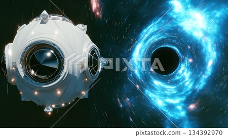 Space Station Encounters the Gravitational Pull of a Black Hole in Distant Galaxy Space Station Encounters the Gravitational Pull of a Black Hole in Distant Galaxy 134392970