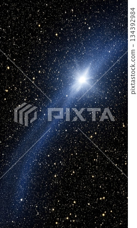 Bright Pulsar Shines in Deep Space, Showcasing Cosmic Phenomena and Starry Backdrop 134392984