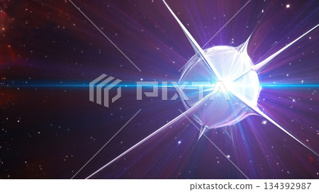 Pulsar Emitting Powerful Beams in Deep Space Showcasing Cosmic Wonder Pulsar Emitting Powerful Beams in Deep Space Showcasing Cosmic Wonder 134392987