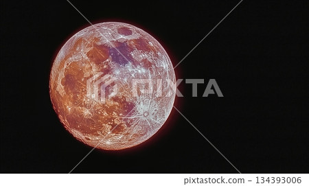 Black Moon Shines Brightly With Saturated Colors in the Night Sky Above a Serene Landscape Black Moon Shines Brightly With Saturated Colors in the Night Sky Above a Serene Landscape 134393006