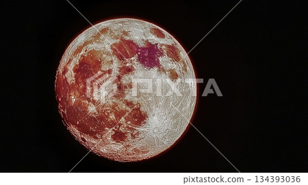 Saturated Colors Illuminate the Full Moon in a Clear Night Sky Saturated Colors Illuminate the Full Moon in a Clear Night Sky 134393036