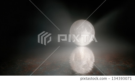 Moon Water Reflects a Bright Moon Under a Starry Sky at Night Over a Tranquil Lake Moon Water Reflects a Bright Moon Under a Starry Sky at Night Over a Tranquil Lake 134393071