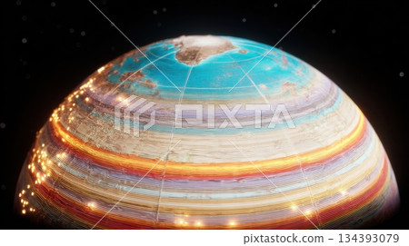 Layers of Planet Earth Showcasing Geological Structure and Composition in Colorful Depiction Layers of Planet Earth Showcasing Geological Structure and Composition in Colorful Depiction 134393079