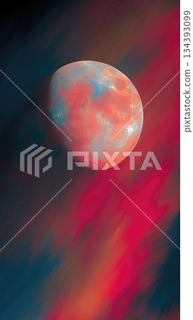 Saturated Colors of the Sturgeon Moon Shining Brightly in a Colorful Night Sky Saturated Colors of the Sturgeon Moon Shining Brightly in a Colorful Night Sky 134393099