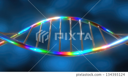 DNA Helix Model Creates Colorful Shadows on a Minimal Background in a Modern Digital Setting DNA Helix Model Creates Colorful Shadows on a Minimal Background in a Modern Digital Setting 134393124