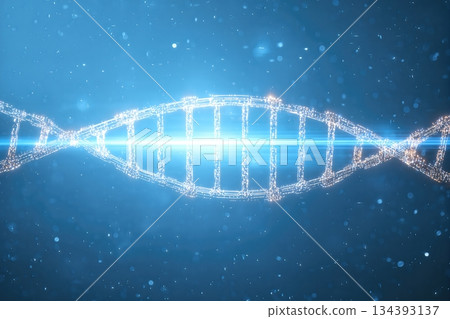 A Digital Display Shows Advanced Genetic Editing Tools Around a DNA Structure 134393137
