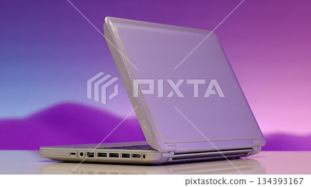 Sleek Laptop for College Dorm Life With Bright Saturated Colors and Creative Backdrop Sleek Laptop for College Dorm Life With Bright Saturated Colors and Creative Backdrop 134393167