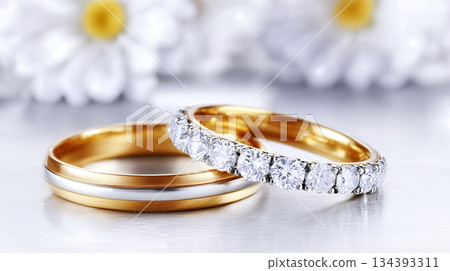Beautiful Wedding Rings Display Love and Commitment on World Marriage Day 134393311