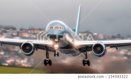 Intricate Details of a Plane Taking off in the Early Morning Light Intricate Details of a Plane Taking off in the Early Morning Light 134393322