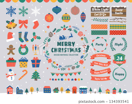 Cute Christmas illustration material 134393541