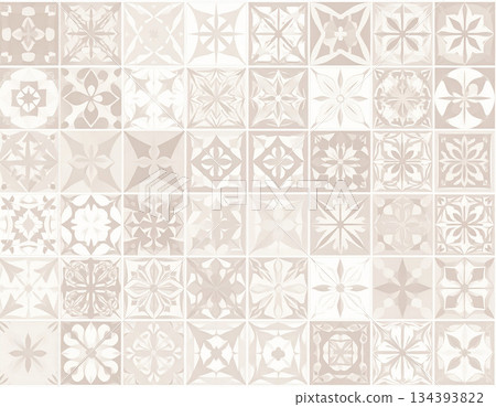 Construction concept. Ceramic tiles with geometric patterns. Material for interior in natural color. Texture of building materials. Design mockup and background. Construction concept. Ceramic tiles with geometric patterns. Material for interior in natural color. Texture of building materials. Design mockup and background. 134393822