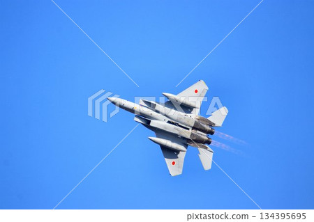 F-15J 在百里空軍基地上空機動,後橫幅完全打開。 F-15J 在百里空軍基地上空機動,後橫幅完全打開。 134395695