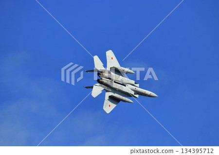 F-15J maneuvering over the Hyakuri Air Base with its rear banner fully open F-15J maneuvering over the Hyakuri Air Base with its rear banner fully open 134395712
