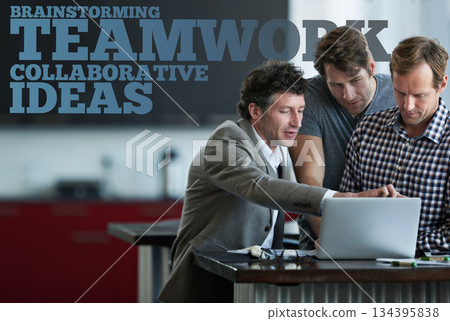 Office staff, words and overlay for business people ideas in web design with strategy. Company, brainstorming and online of worker with teamwork, collaboration and text with project developer letters Office staff, words and overlay for business people ideas in web design with strategy. Company, brainstorming and online of worker with teamwork, collaboration and text with project developer letters 134395838