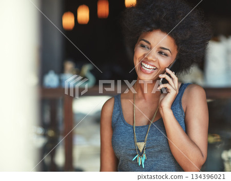 Coffee shop, smile and happy woman in phone call communication, funny conversation or discussion. Commerce restaurant, consulting and female person speaking, laugh and talking to cafe store contact Coffee shop, smile and happy woman in phone call communication, funny conversation or discussion. Commerce restaurant, consulting and female person speaking, laugh and talking to cafe store contact 134396021