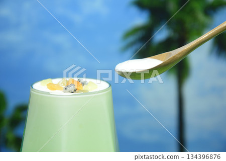 yogurt and diced mix 134396876
