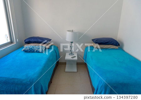 Serene Double Bedroom with Modern Bedside Lamp Serene Double Bedroom with Modern Bedside Lamp 134397280