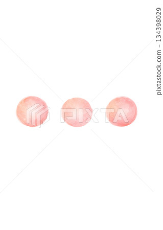Watercolor illustration of three red circles, round decorative material 134398029