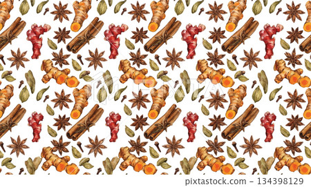 Herbs and spices seamless pattern Herbs and spices seamless pattern 134398129