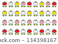 Hand-drawn line drawing tulip decorative line set | Spring, cute, deformed flower frame set of 4 134398167