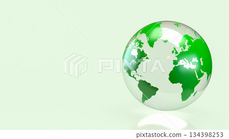Green Transparent Earth Globe Representing Global Sustainability and Environmental Responsibility 3d render. Green Transparent Earth Globe Representing Global Sustainability and Environmental Responsibility 3d render. 134398253