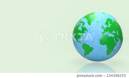 Blue and Green Earth Globe Representing Global Sustainability and Environmental Balance 3d render. Blue and Green Earth Globe Representing Global Sustainability and Environmental Balance 3d render. 134398255