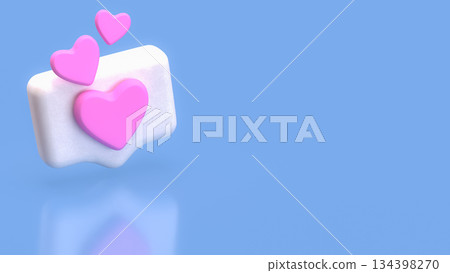 Floating Heart Notification Icon for Love and Social Media Concept 3d render. 134398270