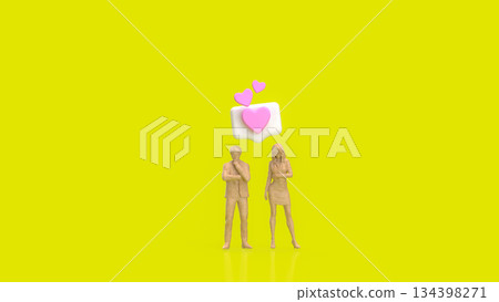 Modern Relationship Communication Concept with Heart Message Icons 3d render. Modern Relationship Communication Concept with Heart Message Icons 3d render. 134398271