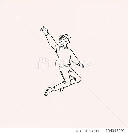 跳躍的男性剪影 跳躍的男性剪影 134398691