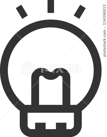 Idea light bulb electricity icon (simple, line drawing, monochrome) 134398813