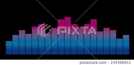 彩色音訊均衡器長條圖視覺化(黑色背景) 彩色音訊均衡器長條圖視覺化(黑色背景) 134398931