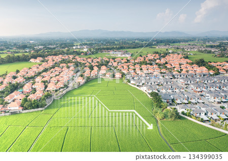 Land in aerial view with concept of land value. 134399035