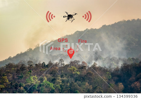 Wildfire drones is detect and send coordinate to firefighter team. 134399336