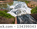 Water pollution in river because industrial not treat water before drain. 134399343