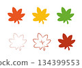 簡單的秋葉圖示集插圖 134399553