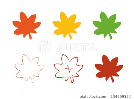 簡單的秋葉圖示集插圖 簡單的秋葉圖示集插圖 134399553