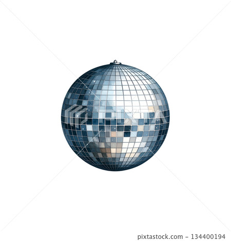 Watercolor disco ball on white background Watercolor disco ball on white background 134400194