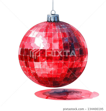 Watercolor disco ball on white background Watercolor disco ball on white background 134400195