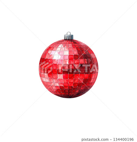 Watercolor disco ball on white background 134400196