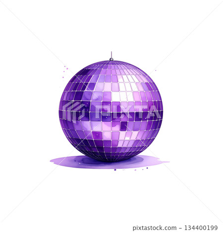 Watercolor disco ball on white background 134400199